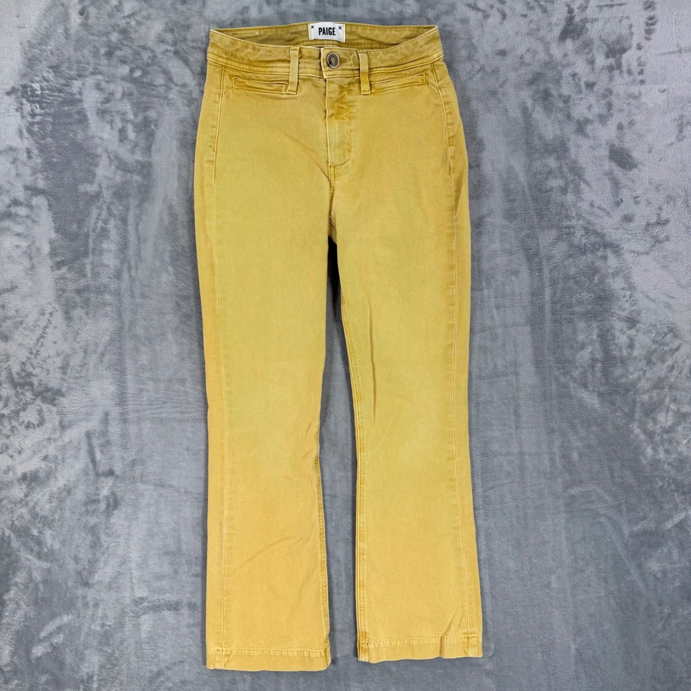 Paige Colette Crop Flare‎ Jeans Women's Size 25 Mustard Yellow Stretch Pants